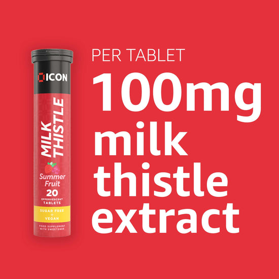 Milk Thistle Effervescent Tablets - Summer Fruit Flavour, Sugar Free, Vegan - 20 Tablets - ICON Nutrition