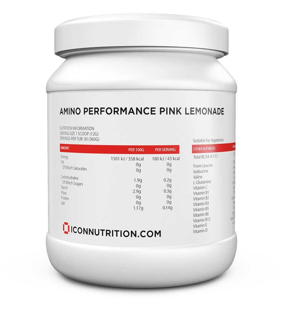 Amino Performance (30 Serv.) 3 In 1 Formula (BCAA, GLUTAMINE, VITAMIN & ELECTROLYTES) - ICON Nutrition