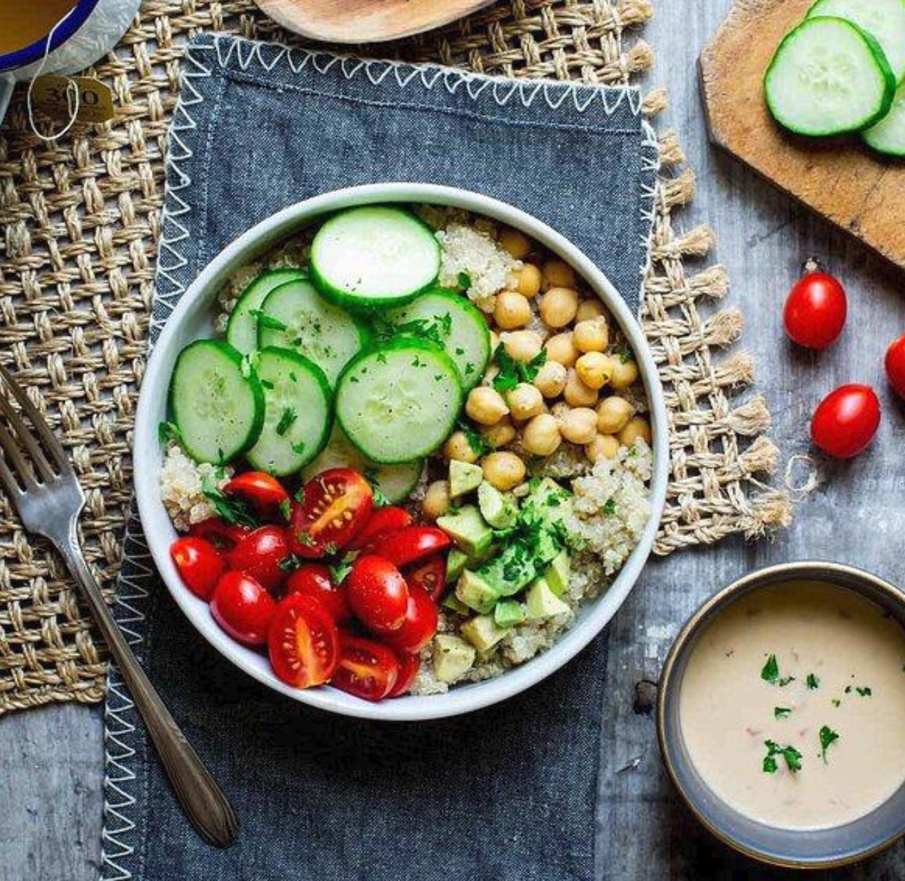 High Protein Meal Ideas - CHICKPEA & QUINOA GRAIN BOWL