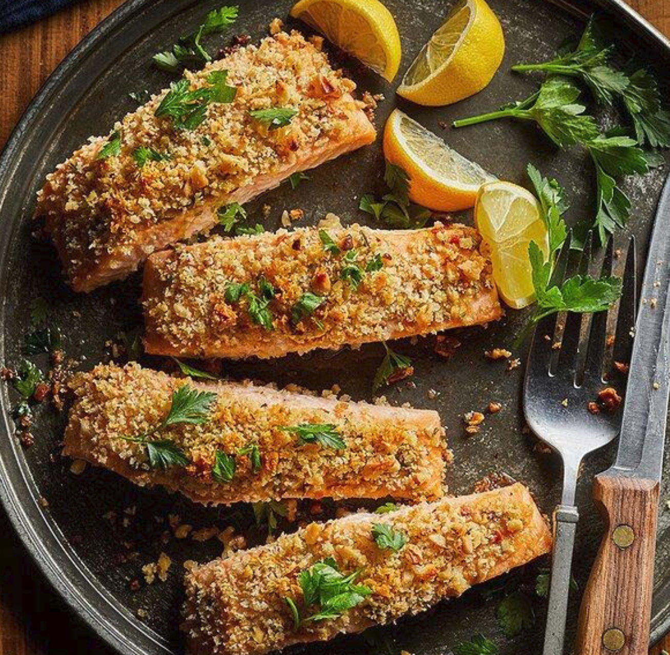 High Protein Meal Ideas - WALNUT-ROSEMARY CRUSTED SALMON