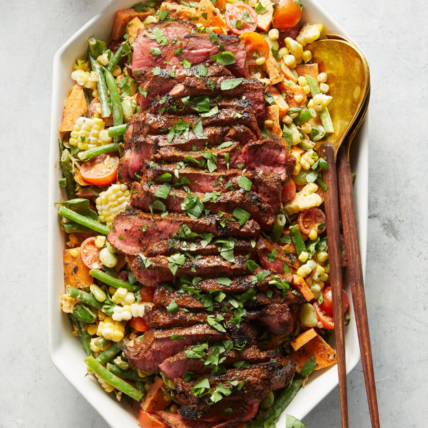 SUCCOTASH SALAD WITH GRILLED SIRLOIN