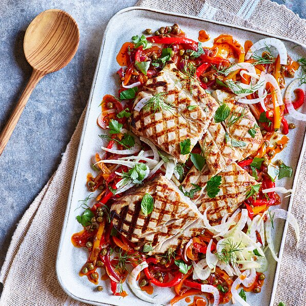 GRILLED FISH WITH PEPERONATA