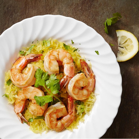 GARLIC SHRIMP WITH CILANTRO SPAGHETTI SQUASH