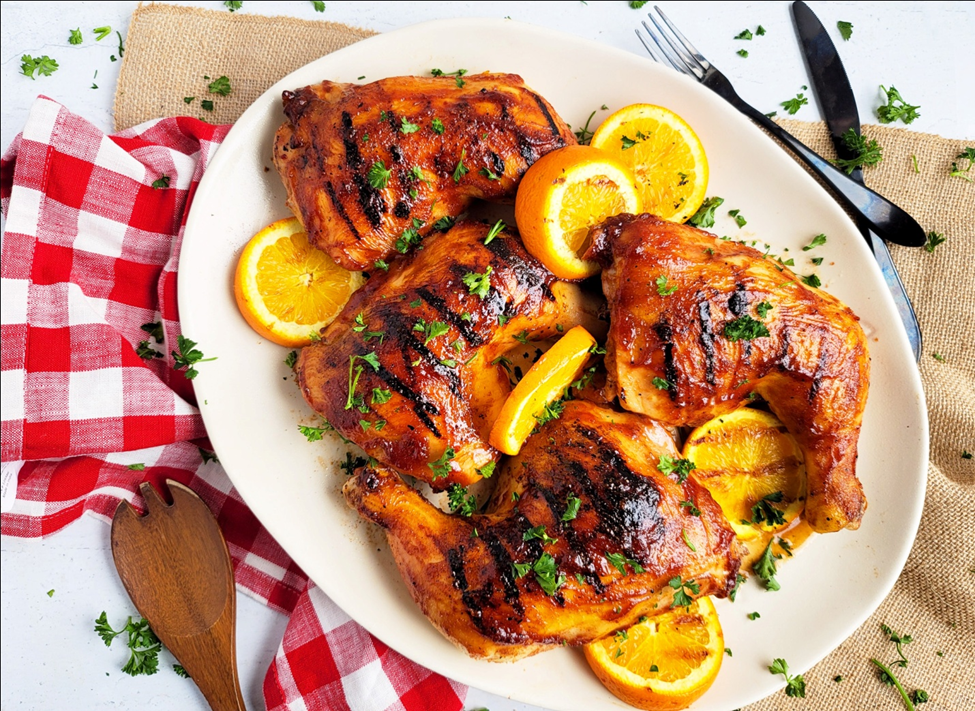 GRILLED CHICKEN WITH CITRUS-BBQ GLAZE