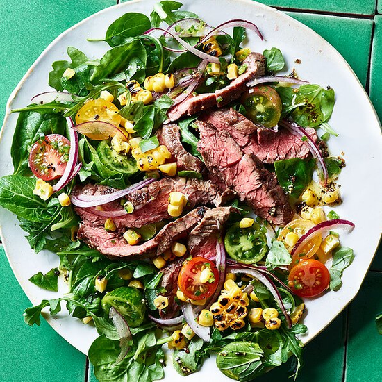 GRILLED SKIRT STEAK WITH CORN-TOMATO RELISH