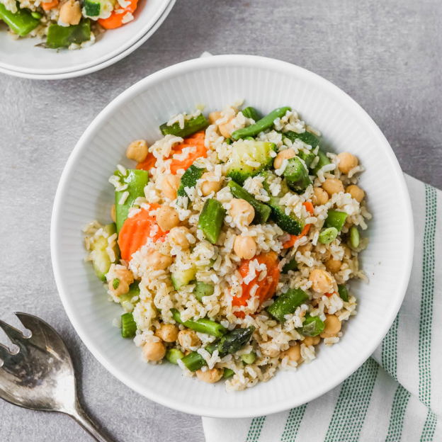 EASY BROWN RICE PILAF WITH SPRING VEGETABLES