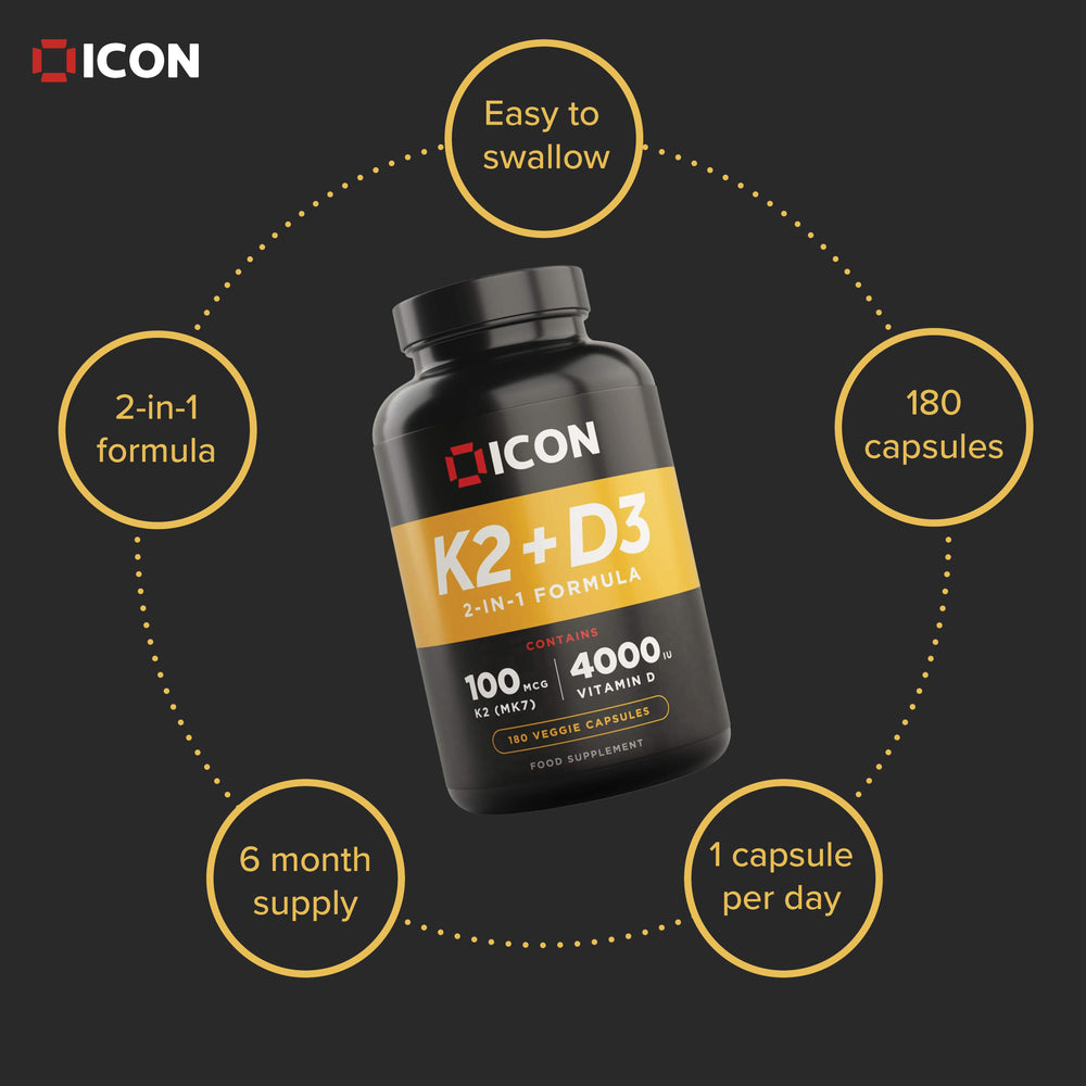 
                  
                    Vitamin K2 D3 Supplement (180 Serv) - ICON Nutrition
                  
                