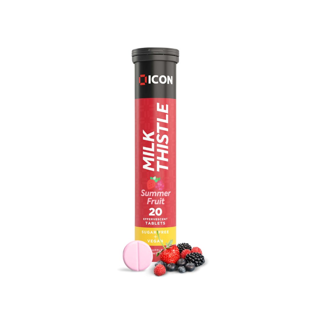 Milk Thistle Effervescent Tablets - Summer Fruit Flavour, Sugar Free, Vegan - 20 Tablets - ICON Nutrition