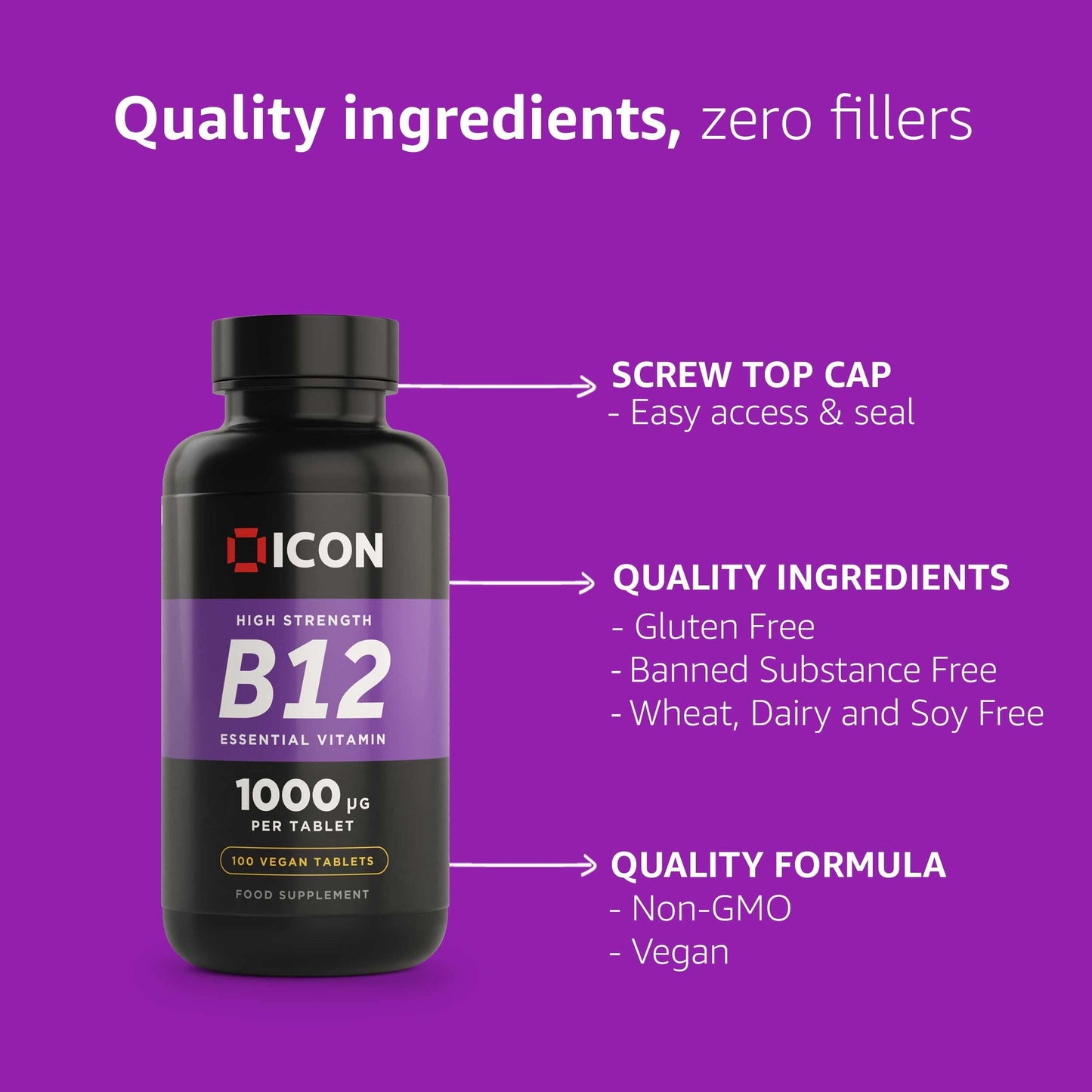 Vitamin B12 (100 Tablets) - ICON Nutrition