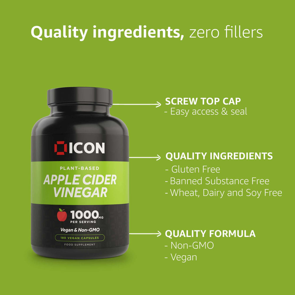 
                  
                    Apple Cider Vinegar (180 Capsules) - ICON Nutrition
                  
                