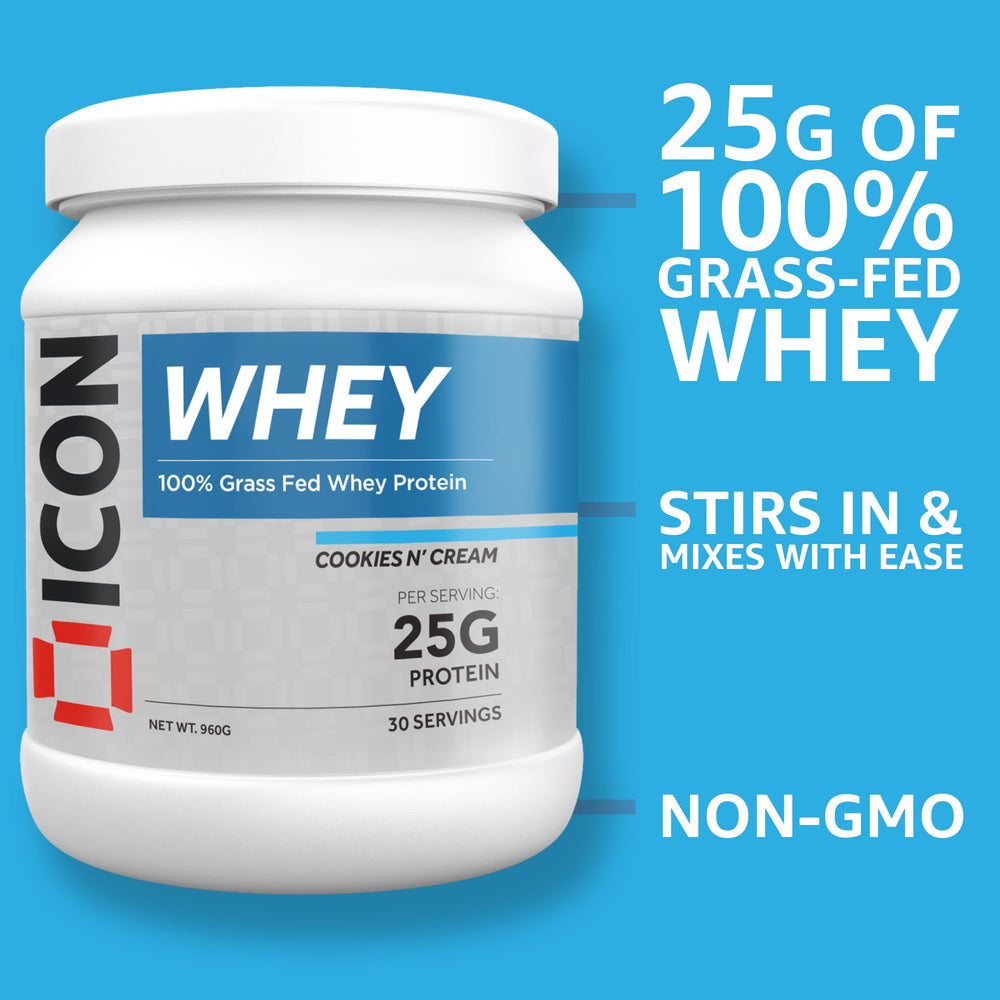 
                  
                    100% Whey Protein 2.27kg - 71 Servings & 960g 30 Servings - ICON Nutrition
                  
                