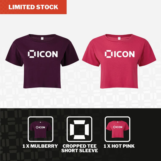 BUNDLE OFFER - ICON Classic Cropped Tee - Mulberry & Hot Pink - ICON Nutrition