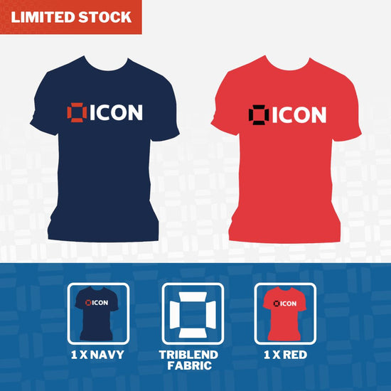 BUNDLE OFFER - Team ICON Classic Tee - Navy & Red - ICON Nutrition