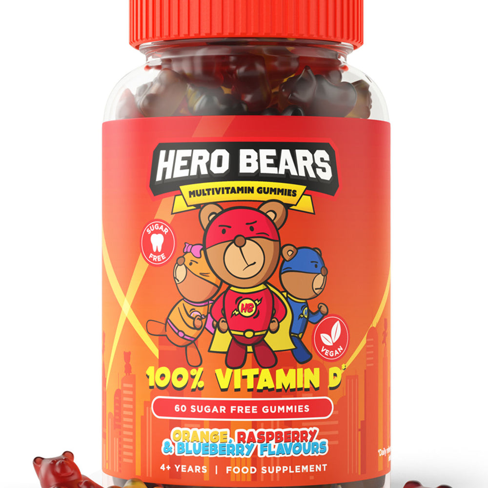 
                  
                    Sugar Free Multivitamins For Kids - Hero Bears in Orange, Raspberry and Blueberry Flavours - ICON Nutrition
                  
                